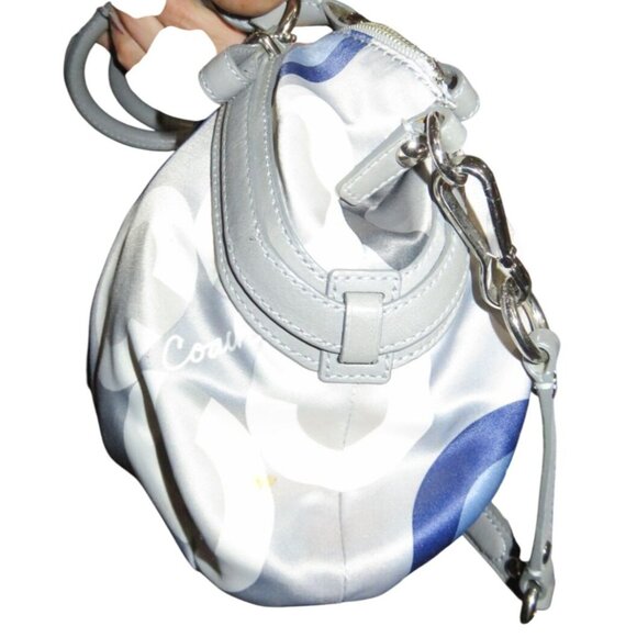 Coach 2010 Madison Clover Sophia Signature Logo Satchel Gray Sateen Leather - Picture 15 of 15